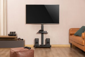 Mozos Mozos MSTV mobilny stojak tv stand do telewizora + RCH-1-WH organizer na piloty biały 6