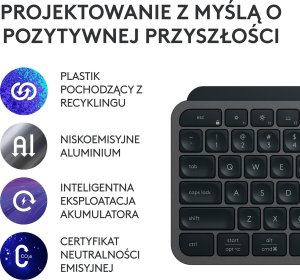 Mysz Logitech MX Vertical Ergonomic (910-005448) + MX Keys S Bezprzewodowa Graphite US (920-011587) 39