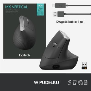 Mysz Logitech MX Vertical Ergonomic (910-005448) + MX Keys S Bezprzewodowa Graphite US (920-011587) 6