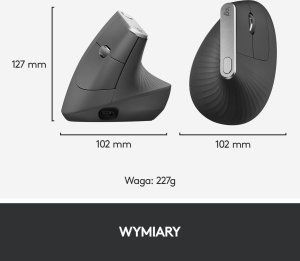 Mysz Logitech MX Vertical Ergonomic (910-005448) + MX Keys S Bezprzewodowa Graphite US (920-011587) 7
