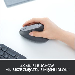 Mysz Logitech MX Vertical Ergonomic (910-005448) + MX Keys S Bezprzewodowa Graphite US (920-011587) 10