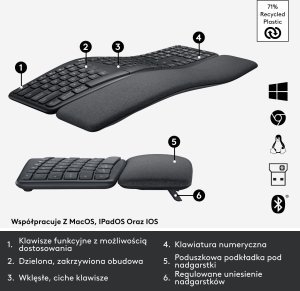 Mysz Logitech Lift Off-White (910-006475) + Ergo K860 (920-010108) 18