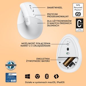 Mysz Logitech Lift Off-White (910-006475) + Ergo K860 (920-010108) 32