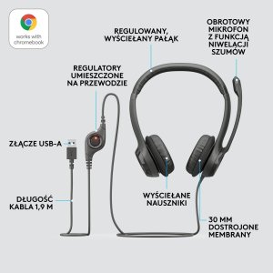 Kamera internetowa Logitech Brio 500 Graphite (960-001422) + H390 (981-000406) 18