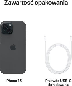 Smartfon Apple iPhone 15 128GB Black (MTP03) + FlexibleGlass 7