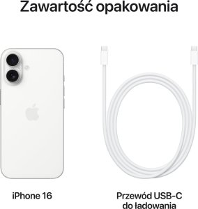 Smartfon Apple iPhone 16 128GB White (MYE93) + FlexibleGlass 10