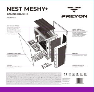 Obudowa PREYON Obudowa PREYON Nest Meshy+ (PRENMP04B) + Zasilacz PREYON EAGLE POWER GOLD 1000W 11