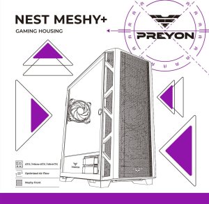 Obudowa PREYON Obudowa PREYON Nest Meshy+ (PRENMP04B) + Zasilacz PREYON EAGLE POWER GOLD 1000W 13