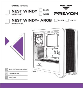 Obudowa PREYON Obudowa PREYON Nest Windy+ Black + Zasilacz PREYON EAGLE POWER GOLD 1000W 4