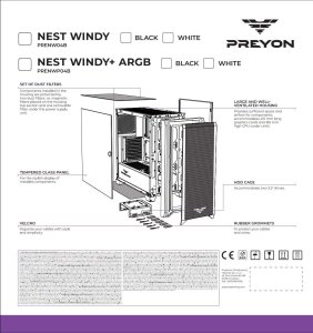 Obudowa PREYON Obudowa PREYON Nest Windy+ Black + Zasilacz PREYON EAGLE POWER GOLD 750W 3