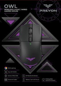 Klawiatura PREYON Klawiatura PREYON SILENT CLAW TKL Brown + Mysz PREYON Owl Wireless + Podkładka PREYON Falcon Speed XL 28