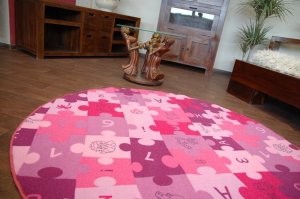 Dywany Łuszczów Dywan dziecięcy PUZZLE fiolet koło, koło 100 cm 13