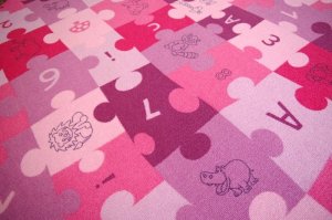 Dywany Łuszczów Dywan dziecięcy PUZZLE fiolet koło, koło 100 cm 15