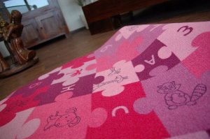 Dywany Łuszczów Dywan dziecięcy PUZZLE fiolet koło, koło 100 cm 18