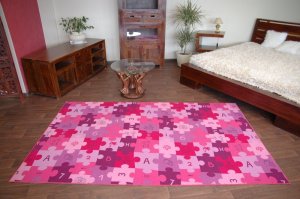 Dywany Łuszczów Dywan dziecięcy PUZZLE fiolet koło, koło 100 cm 2