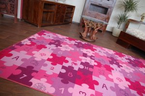 Dywany Łuszczów Dywan dziecięcy PUZZLE fiolet koło, koło 100 cm 3