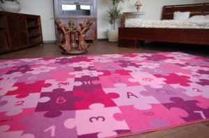Dywany Łuszczów Dywan dziecięcy PUZZLE fiolet koło, koło 100 cm 4
