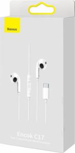Słuchawki Baseus Baseus Encok C17 douszne słuchawki na kablu z mikrofonem USB Typ C białe (NGCR010002) 6