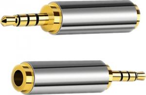 Adapter AV Mozos Jack 2.5mm - Jack 3.5mm srebrny (MA3525) 3