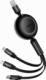 Kabel USB Baseus USB-A - USB-C + microUSB + Lightning 1.1 m Czarny (BSU3355BLK) 1