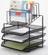 Q-Connect Organizer na biurko 3 półki i sorter metalowy czarny 2