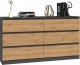 Topeshop Komoda Malwa 6 szuflad M6 140 - antracyt/dąb artisan 3