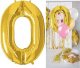 Springos Balon na urodziny cyfra 0 foliowy 40 cm złoty UNIWERSALNY 2