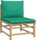 vidaXL Środkowa sofa ogrodowa z zielonymi poduszkami, bambusowa 2