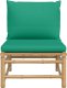vidaXL Środkowa sofa ogrodowa z zielonymi poduszkami, bambusowa 3