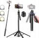 Selfie stick Hurtel Selfie stick WH181D-Y1S teleskopowy statyw 1.75m ze stopu aluminium z podwójną lampą i uchwytem na telefon - czarny 1