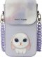 iLike Nimmy Zestaw 3w1 torebka na telefon + portfel + etui na lokalizator fioletowy Big Eyed Pet 2.0 Rabbit 1
