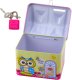 LeanToys Skarbonka Metalowa Domek Sowa Kłódka Kluczyki Różowa 3