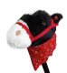 LeanToys Hobby Horse miękka głowa konia koń na kiju rży 68 cm dźwięki galopu plusz 5