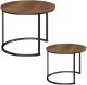 Zestaw Okrągłe Stoliki Kawowe 2w1 Vintage Naturalne Drewno 70x50cm 45x44cm 2