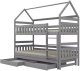 Kocot Kids Łóżko piętrowe domek FELIKS 200x90 szare drewniane trzyosobowe z szufladami KOCOT KIDS 2