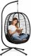 Lean Fotel Wiszący Bujany Kokon Ogrodowy LEAN Poduszki Huśtawka Stelaż Czarny 2