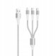 Kabel USB Vidvie Kabel USB do 2x USB-C   Lightning Szybki Transmisja Danych Biały 1,2m 3w1 1