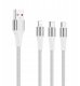 Kabel USB Vidvie Kabel USB do 2x USB-C   Lightning Szybki Transmisja Danych Biały 1,2m 3w1 2