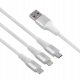 Kabel USB Vidvie Kabel USB do 2x USB-C   Lightning Szybki Transmisja Danych Biały 1,2m 3w1 3