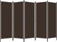 vidaXL Parawan 5-panelowy, brązowy, 250 x 180 cm 2