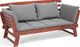 Beliani Sofa ogrodowa drewniana ciemna z regulowanymi podłokietnikami PORTICI 3