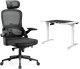 Krzesło biurowe Diablo Chairs V-Light Czarne + EGON 1100 Białe 110 cmx60 cm 1