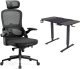 Krzesło biurowe Diablo Chairs V-Light Czarne + EGON 1100 Orzechowe 110 cmx60 cm 1
