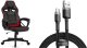 Fotel SENSE7 Knight czarno-czerwony + kabel usb 1