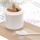 Orion Cukierniczka porcelanowa z łyżeczką i pokrywką bambusową cukiernica pojemnik na cukier 11,5 cm 2