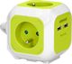 Orno Przedłużacz Kostka 4-krotny z ładowarką 2xUSB 1,4m limonkowy 2
