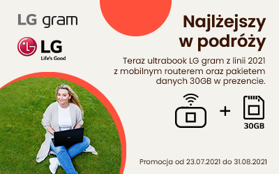 Kup ultrabook LG Gram 2021 i odbierz router z pakietem danych 30 GB