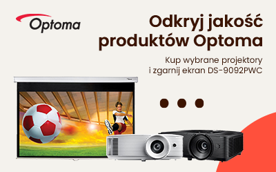 Odkryj jakość produktów Optoma. Kup wybrane projektory i zgarnij ekran 92''