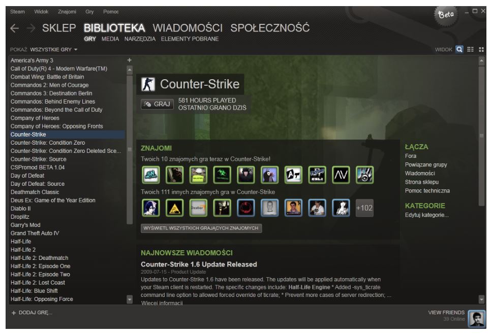 Gra pobierająca się w bibliotece Steam.