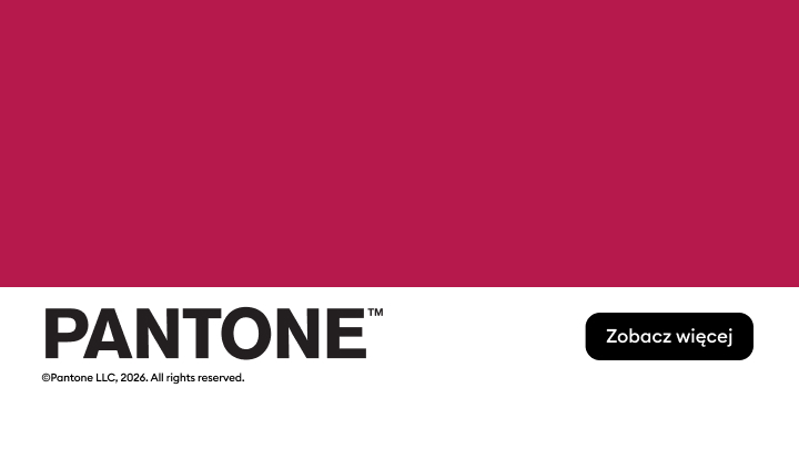 Baner promujący markę Pantone, informujący o współpracy lub kolekcji i zachęcający do zapoznania się z ofertą.